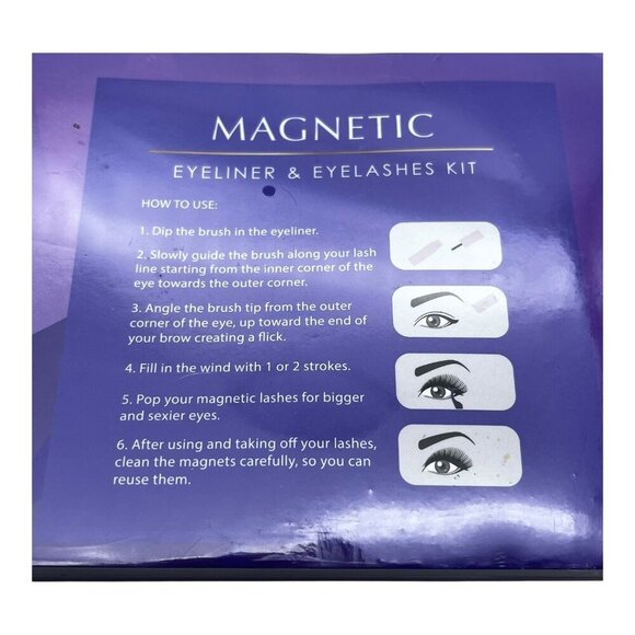 Magnetic Eyeliner & Eyelashes Kit Reusable Waterproof Includes 5 Pairs Magnetic - Picture 4 of 4
